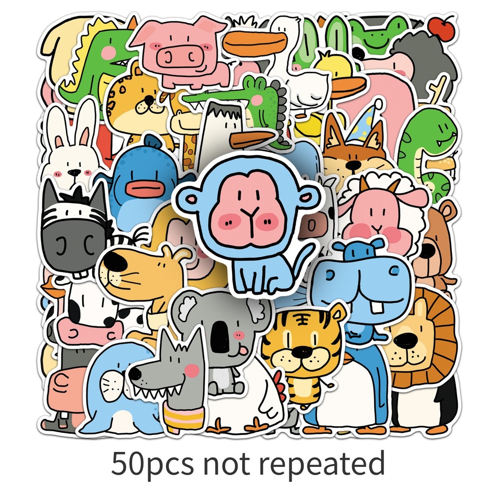 Pet Supplies Zoo - 50 Blatt Zoo-Tier-Aufkleber, Niedliche Minimalistische Haustier-Doodle-Sticker,