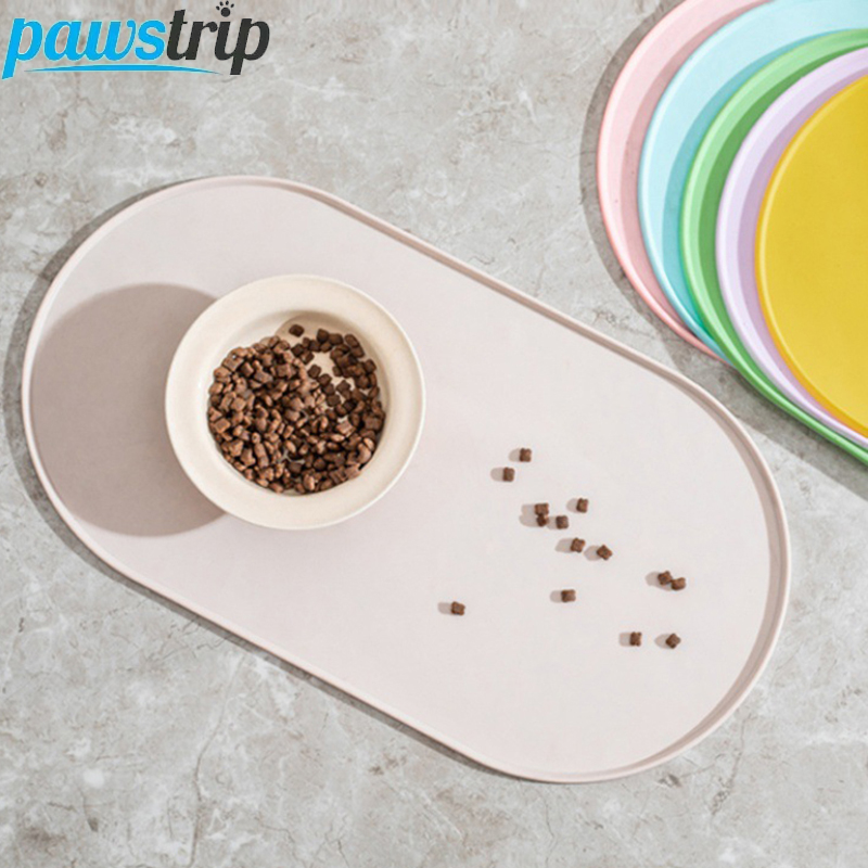 Pet Supplies Hours - 45,5x24,5cm Ovale Haustier-Fressmatte Silikon-Hundefutterunterlage Wasserdichte Haustier-Tischunterlage
